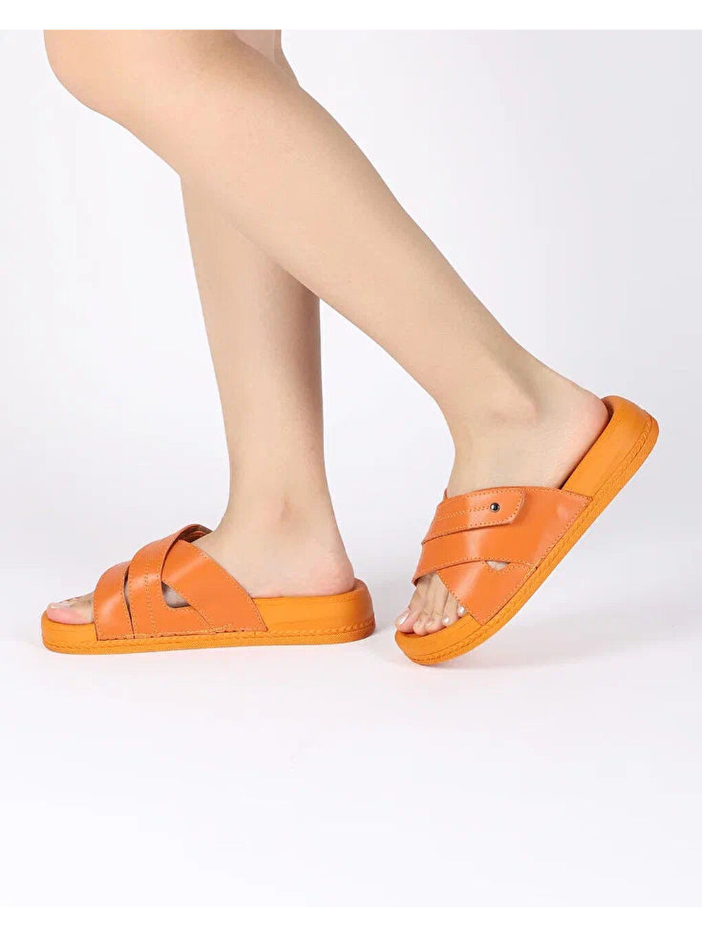 Turuncu Kadın Yazlık Çapraz Bantlı Terlik - CORAL-2