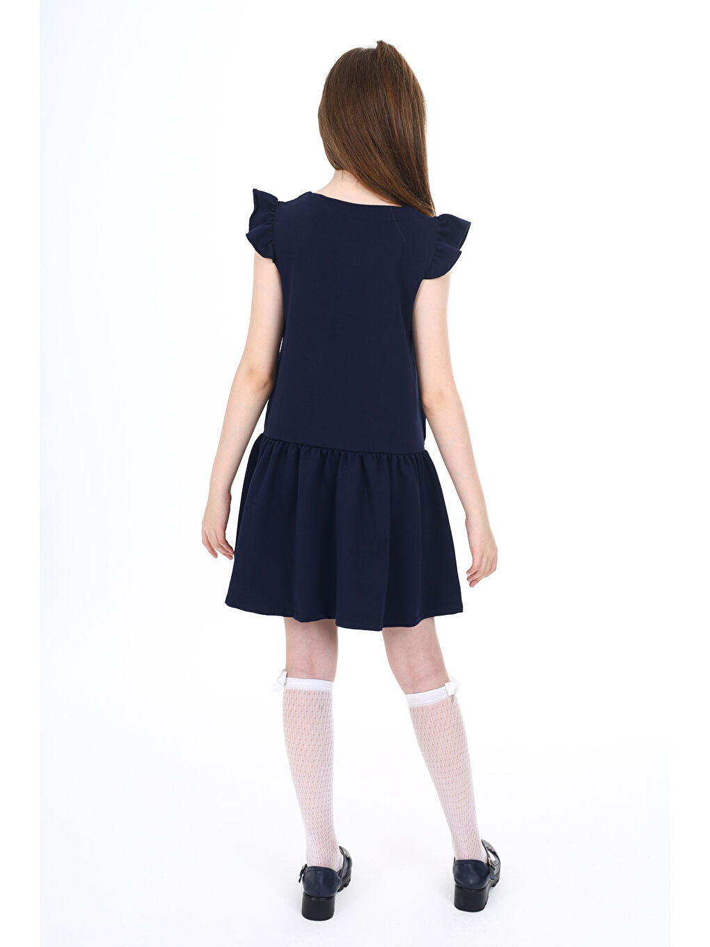 Lacivert Kız Çocuk Okul Elbise-7