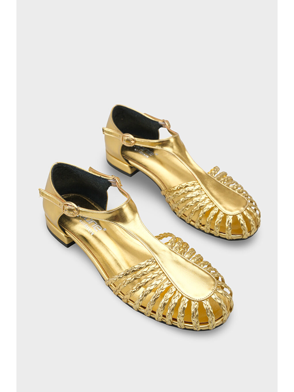 Sarı Arleen Örgü Kısa Topuklu Kadın Babet-1