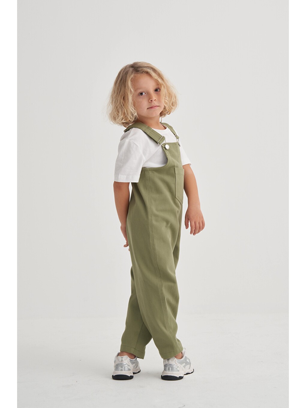 Yeşil Gabardin Salopet 2-7 Yaş Olive-1