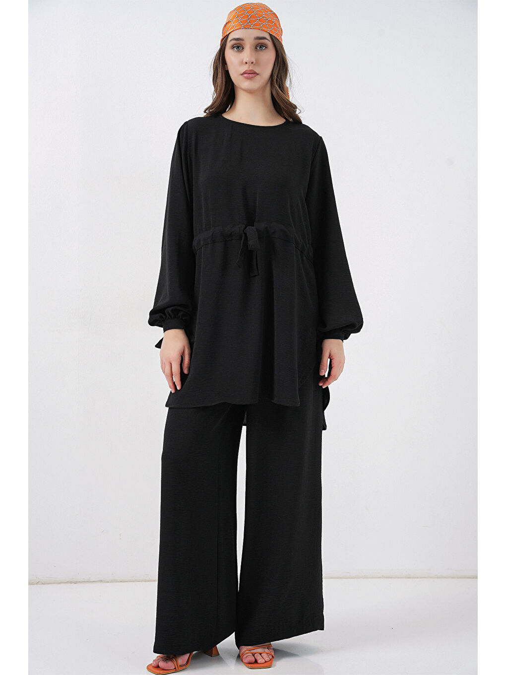 Kadın Uzun Tunik Pantolon İkili Takım 6719 - Siyah