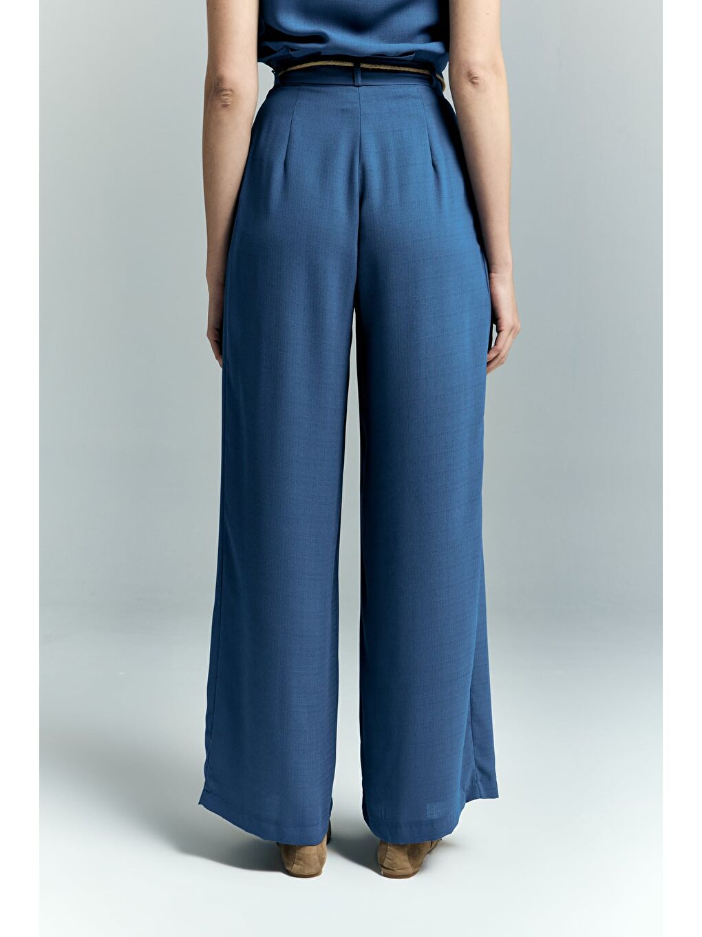 Kemer Detaylı Pantolon - İndigo-6