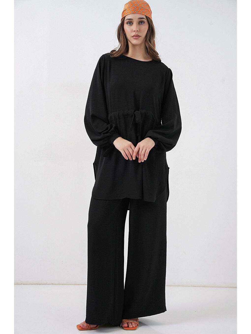 Kadın Uzun Tunik Pantolon İkili Takım 6719 - Siyah-3