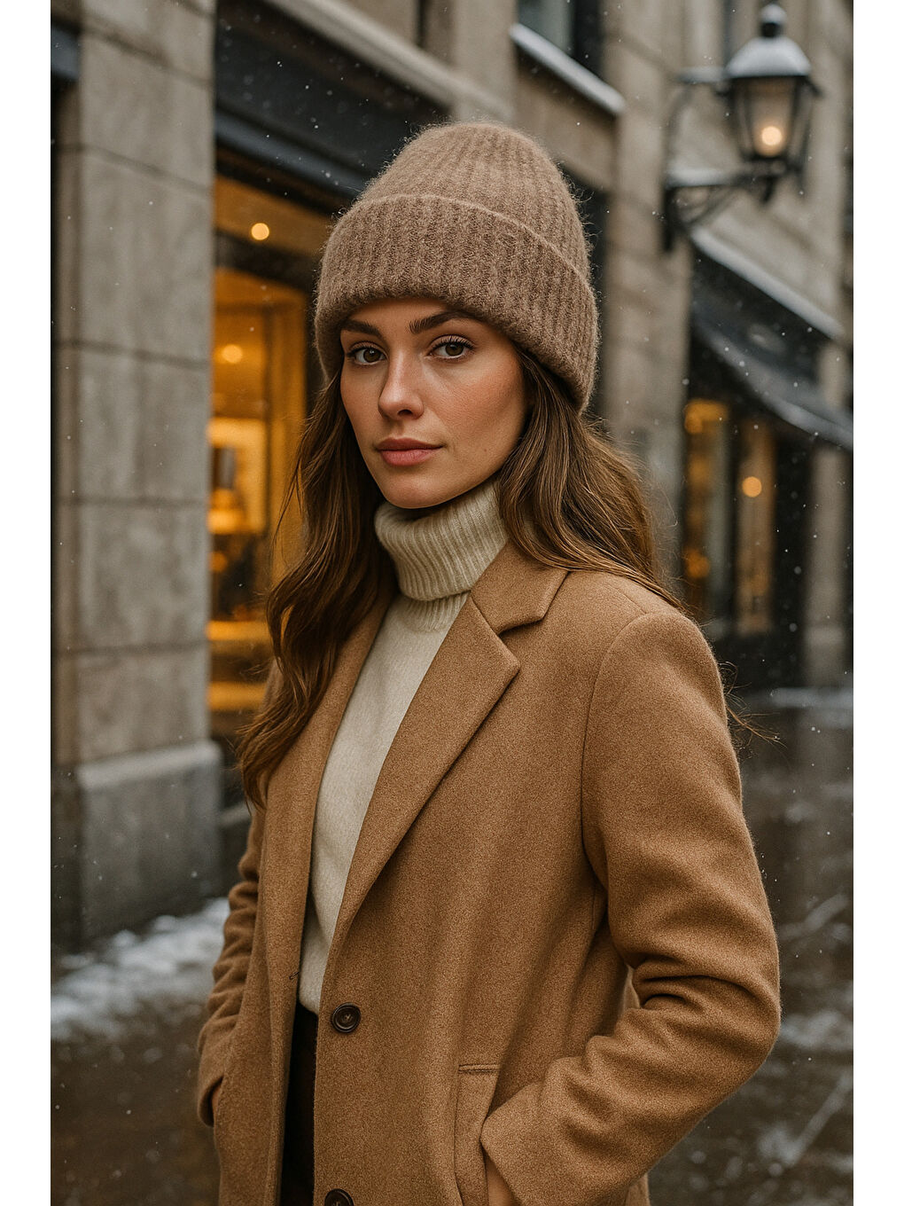 Bej Kadın Vizon Yünlü Basic Bere BERE1141-1