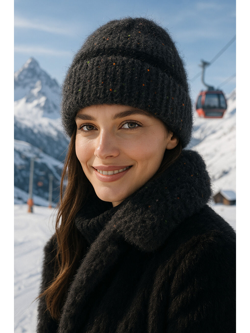 Kadın Antrasit Kırçıllı Yünlü Bere BERE1143-4