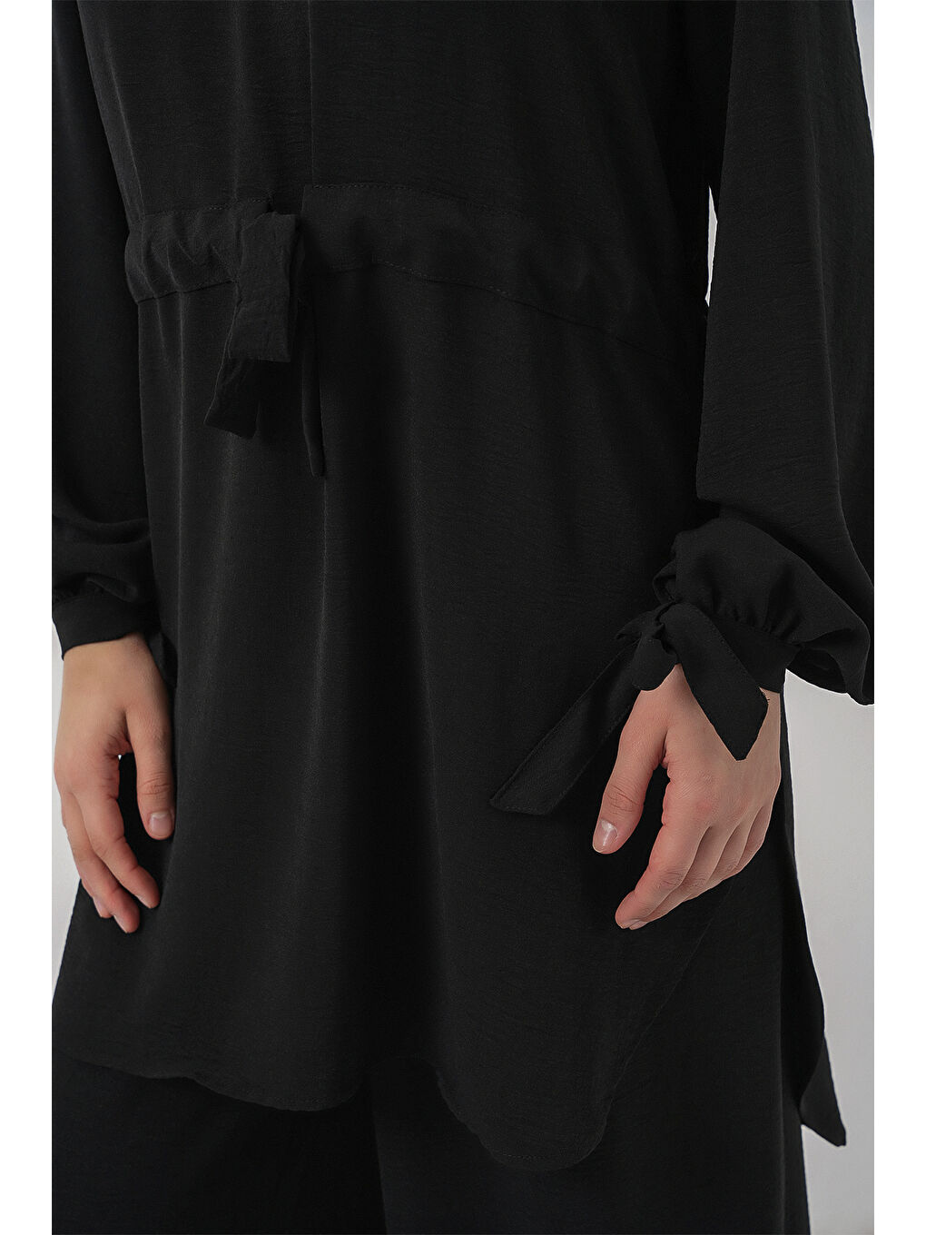 Kadın Uzun Tunik Pantolon İkili Takım 6719 - Siyah-5