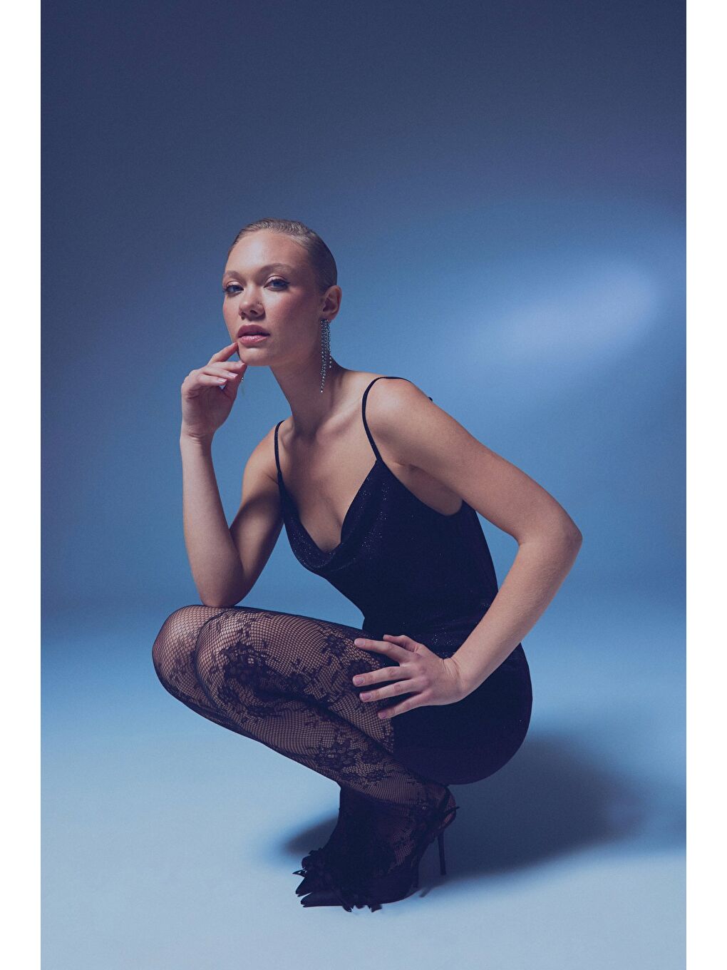 Simli Degaje Yaka Bluz - Siyah-6