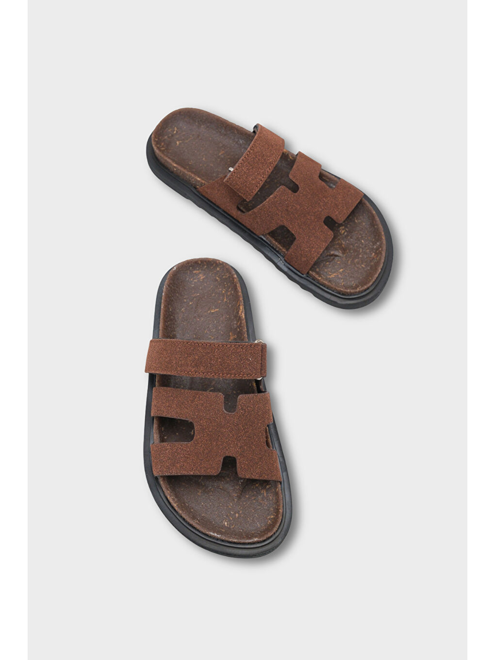 Kahverengi Alicia Düz Topuklu Cırtlı Konfor Kadın Terlik-5