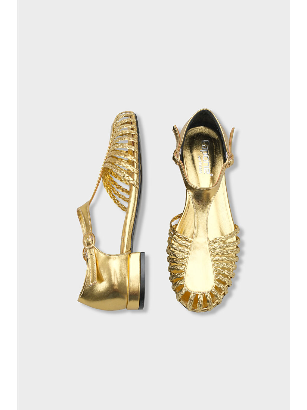 Sarı Arleen Örgü Kısa Topuklu Kadın Babet-4