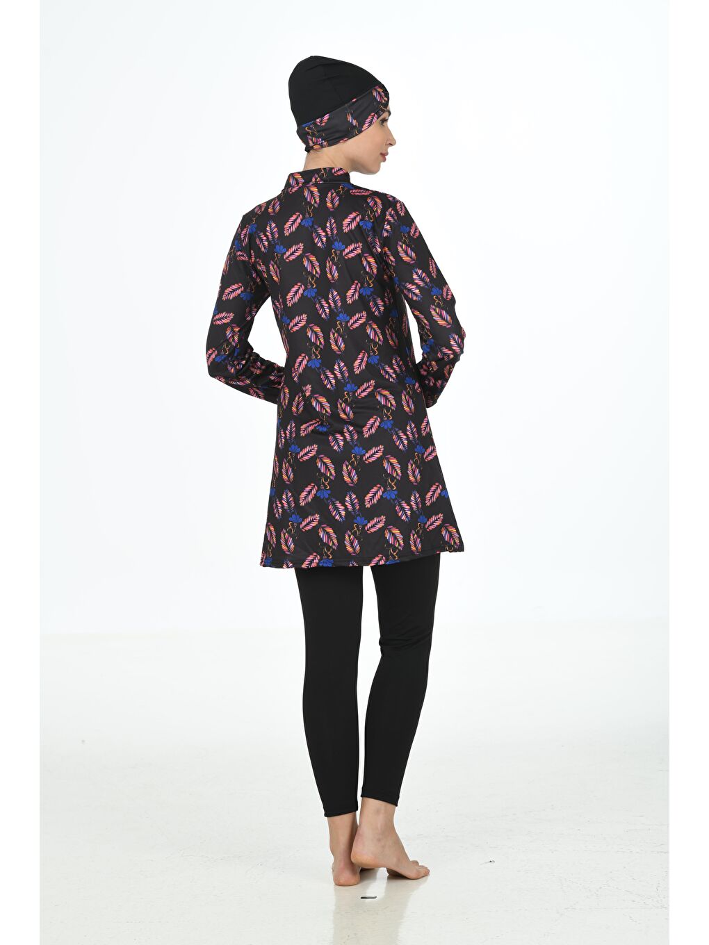 Siyah Tam Kapalı Elastanlı Tesettür Mayo 3310-3