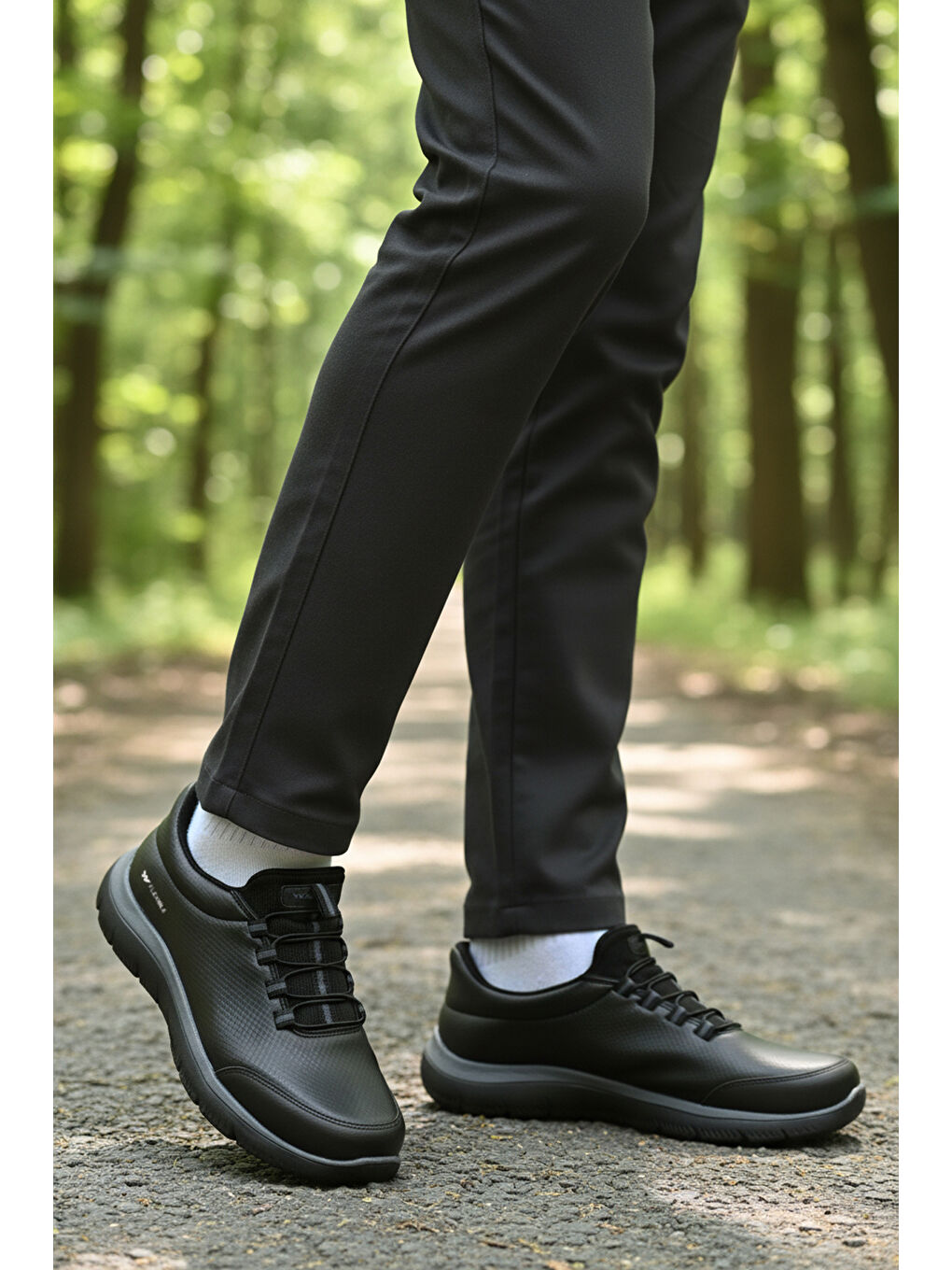 Siyah Bilekten Lastikli Erkek Spor Ayakkabı Flexible Pu M-2