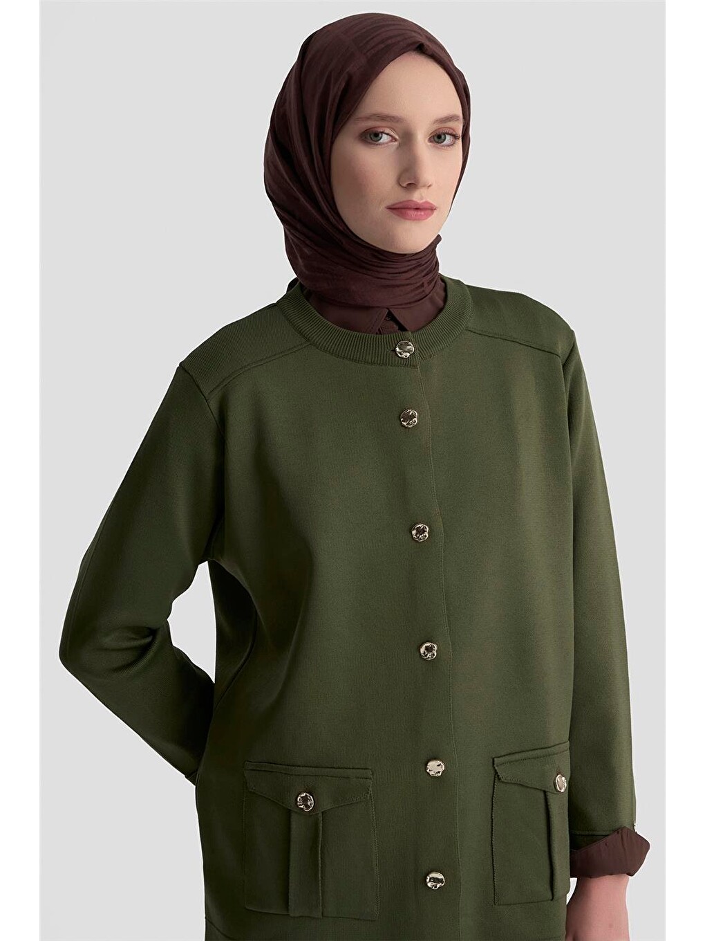 Trend Cepli Triko Hırka 25ktd4120 Haki-2