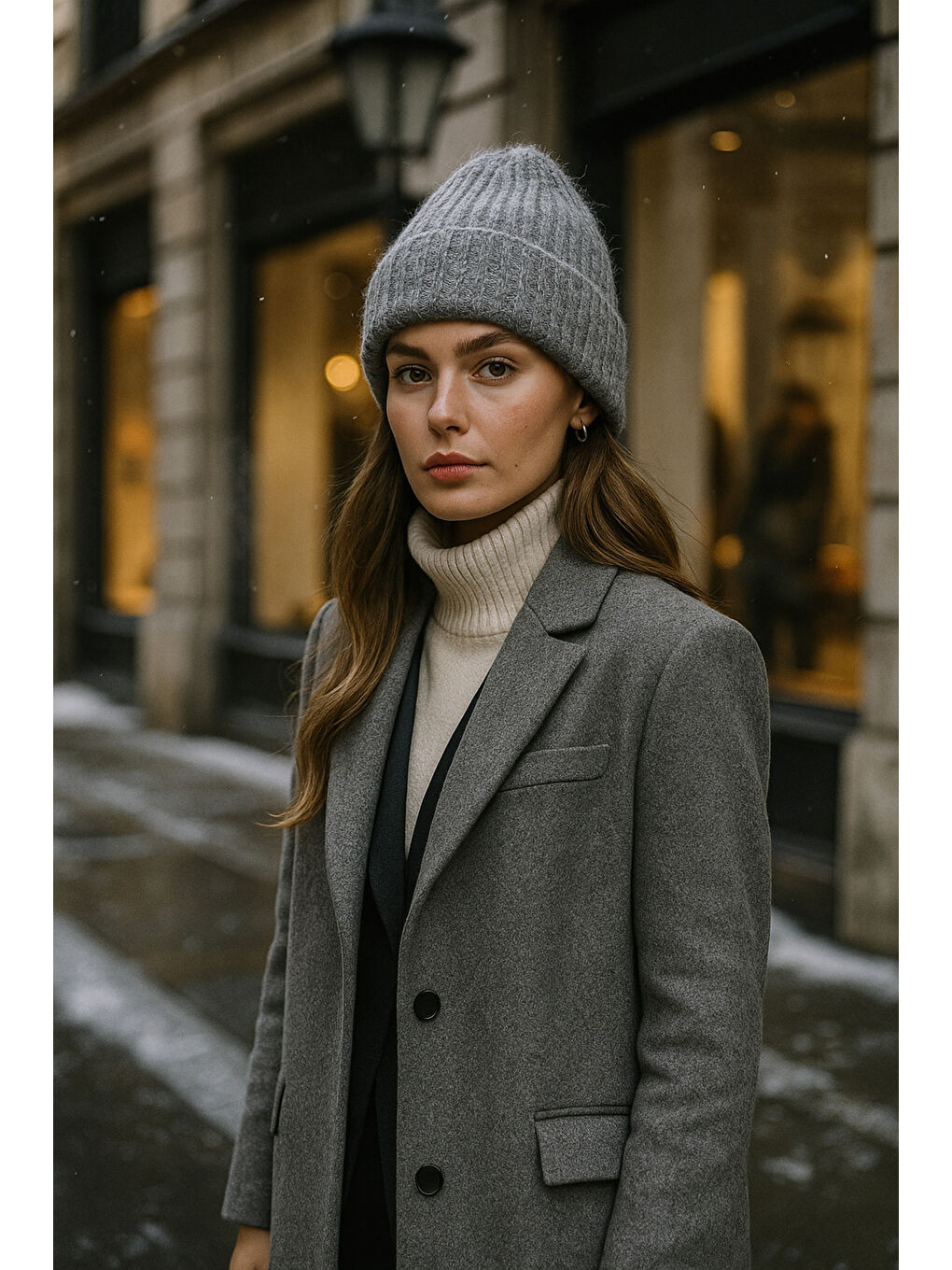 Kadın Antrasit Yünlü Basic Bere BERE1141-1