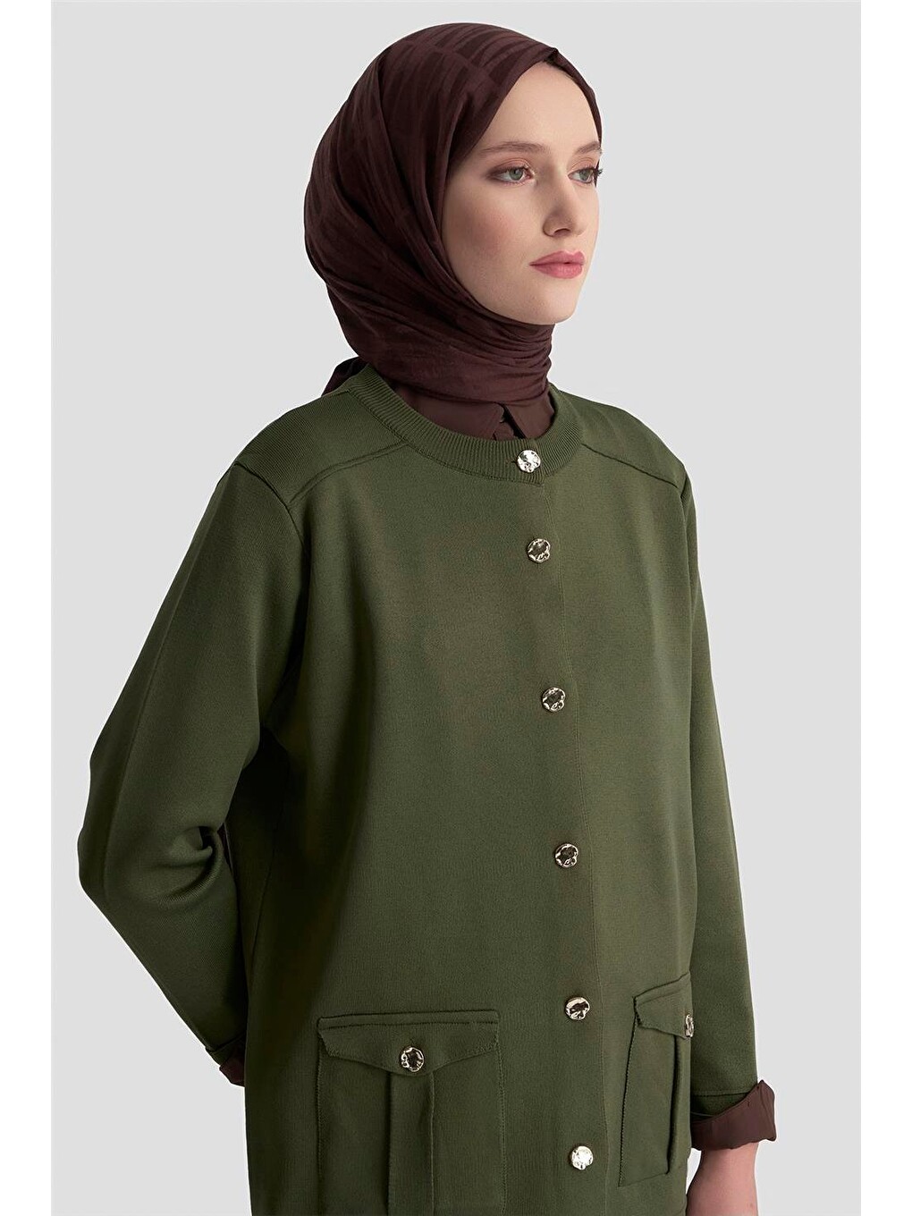 Trend Cepli Triko Hırka 25ktd4120 Haki-3