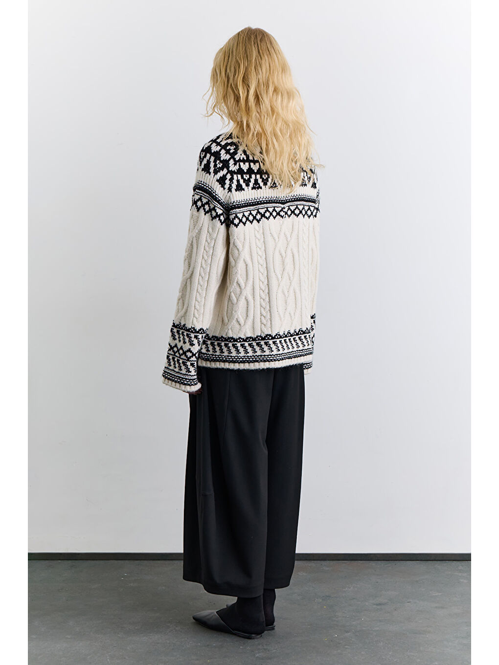 Nordıc Desenli Kazak Ekru-1