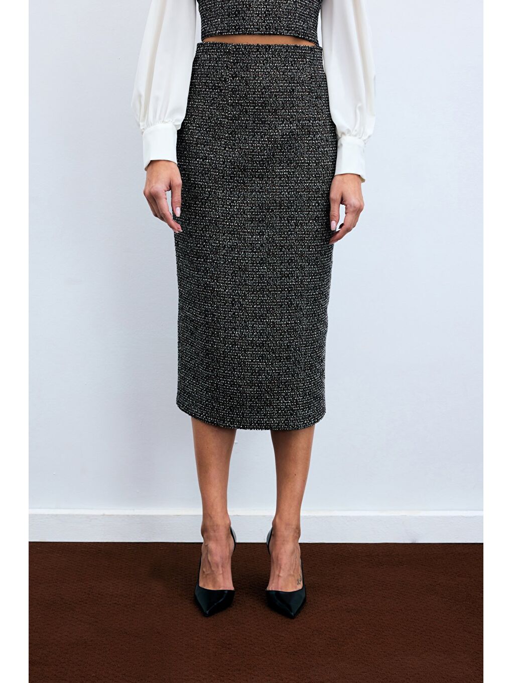 Kahverengi Tüvit Kalem Etek - Kahve-2