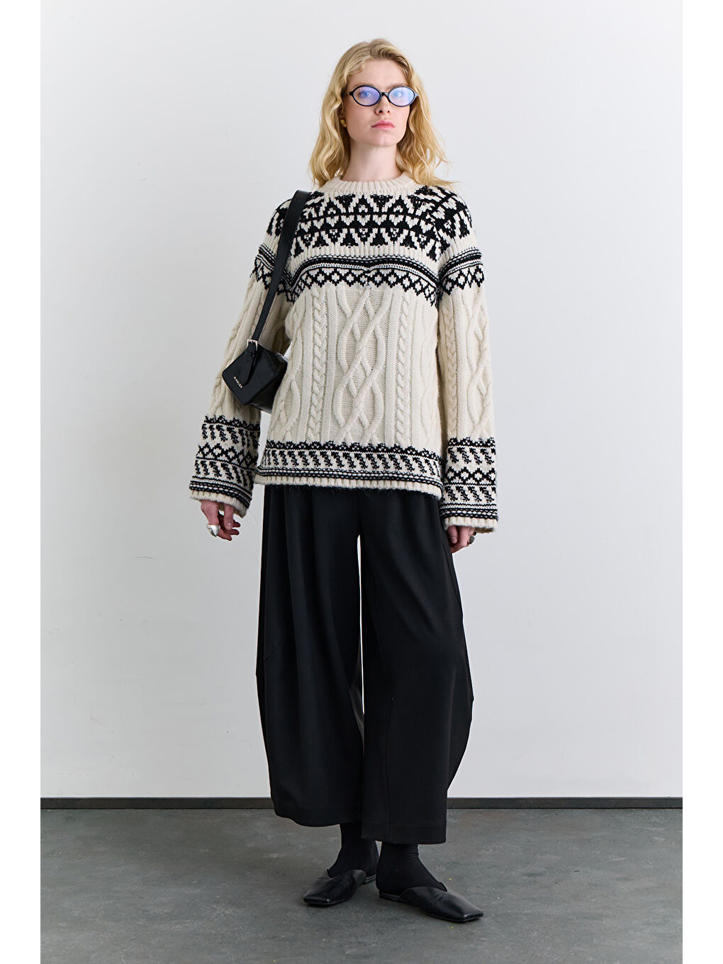 Nordıc Desenli Kazak Ekru-3