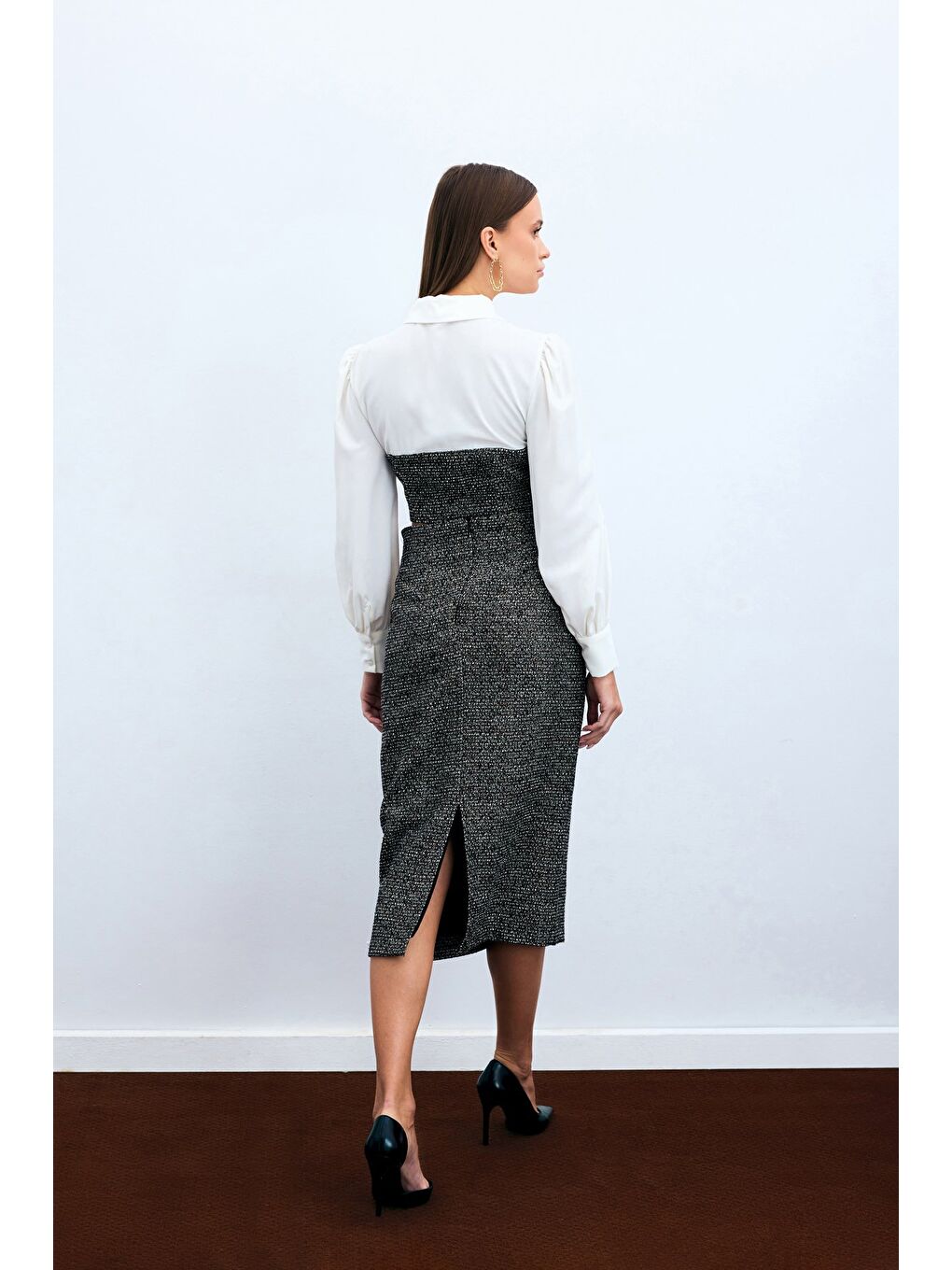 Kahverengi Tüvit Kalem Etek - Kahve-3