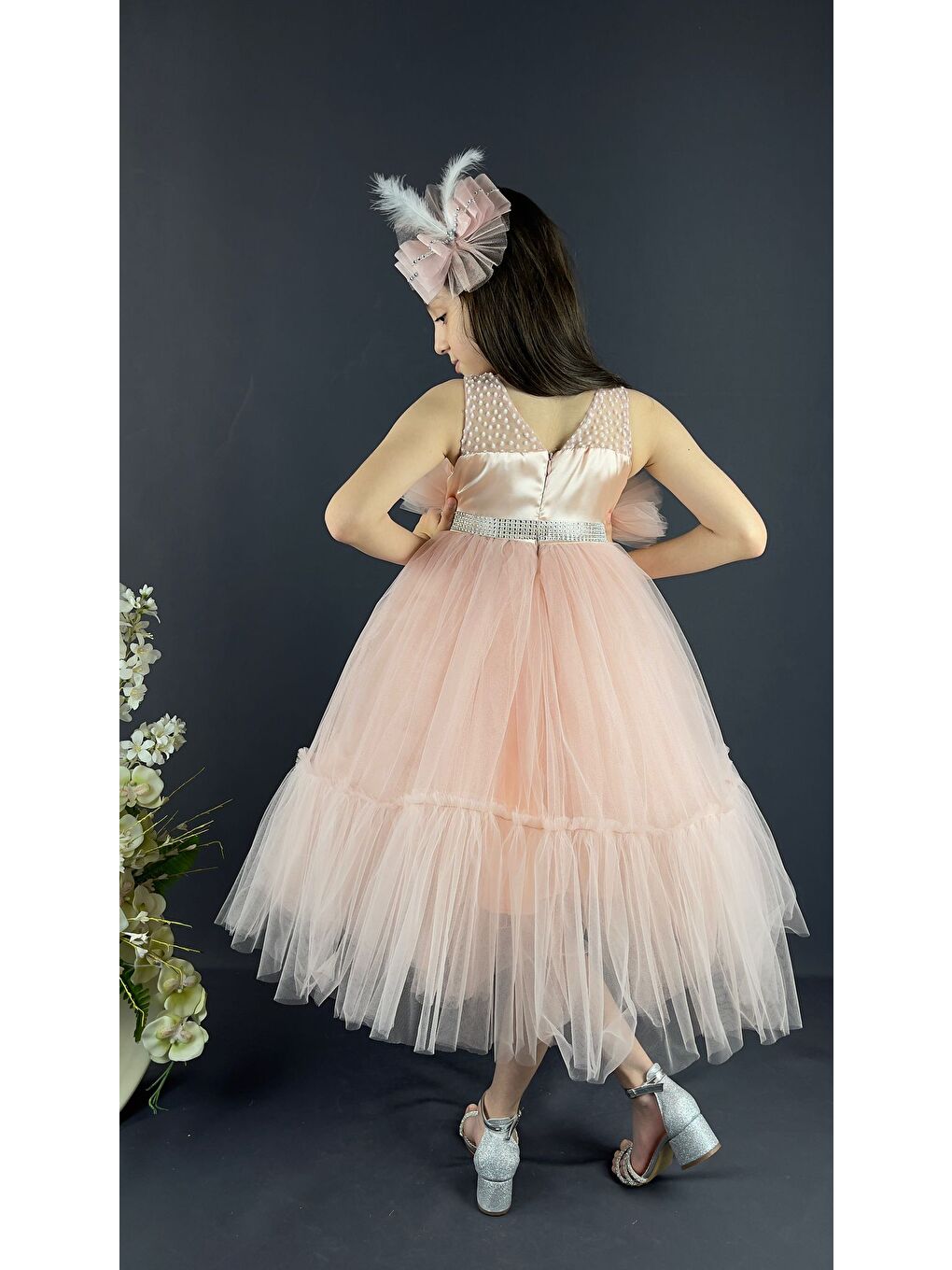 Pembe Buket Model Kız Çocuk Abiye-3