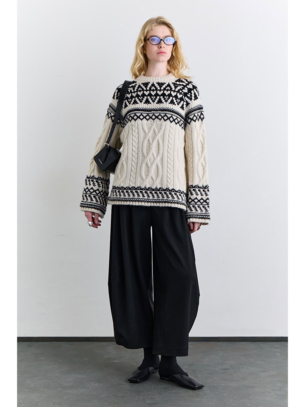 Nordıc Desenli Kazak Ekru-6