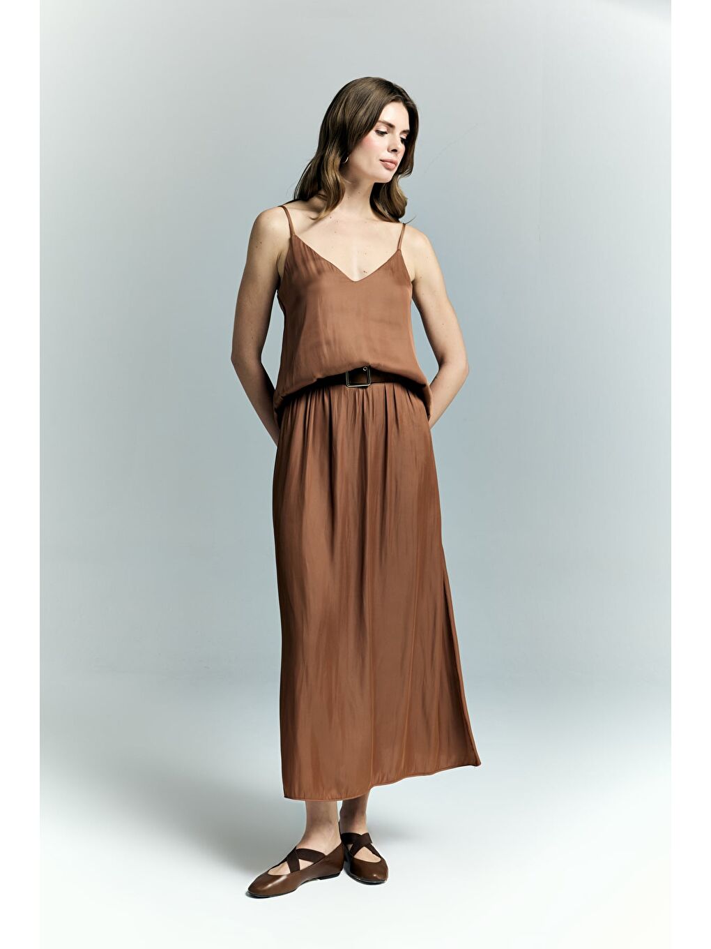 Kahverengi Tosca Etek - Tarçın-4