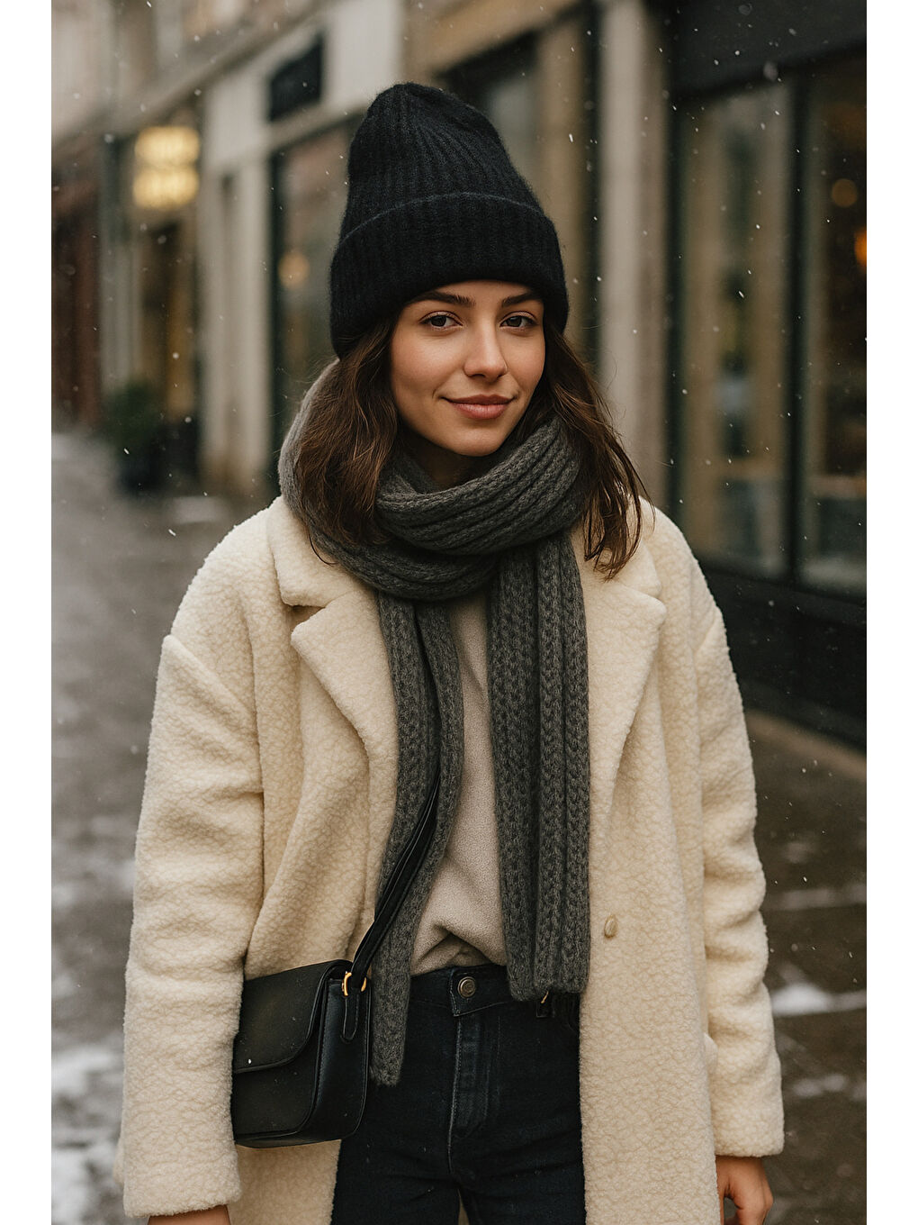 Kadın Siyah Yünlü Basic Bere BERE1141-1