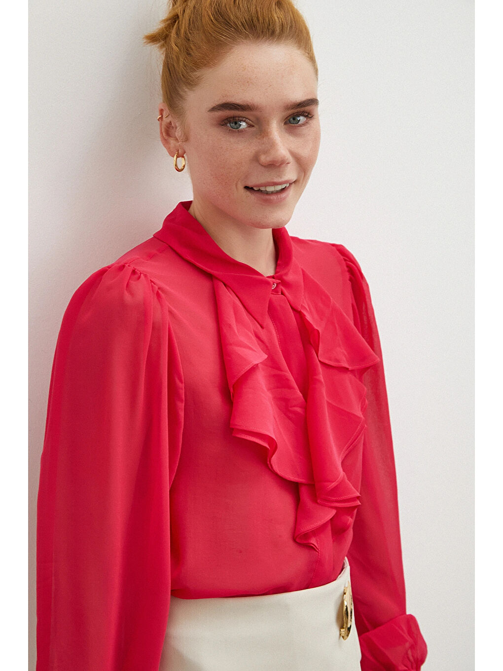 Fırfırlı Gömlek Fuşya