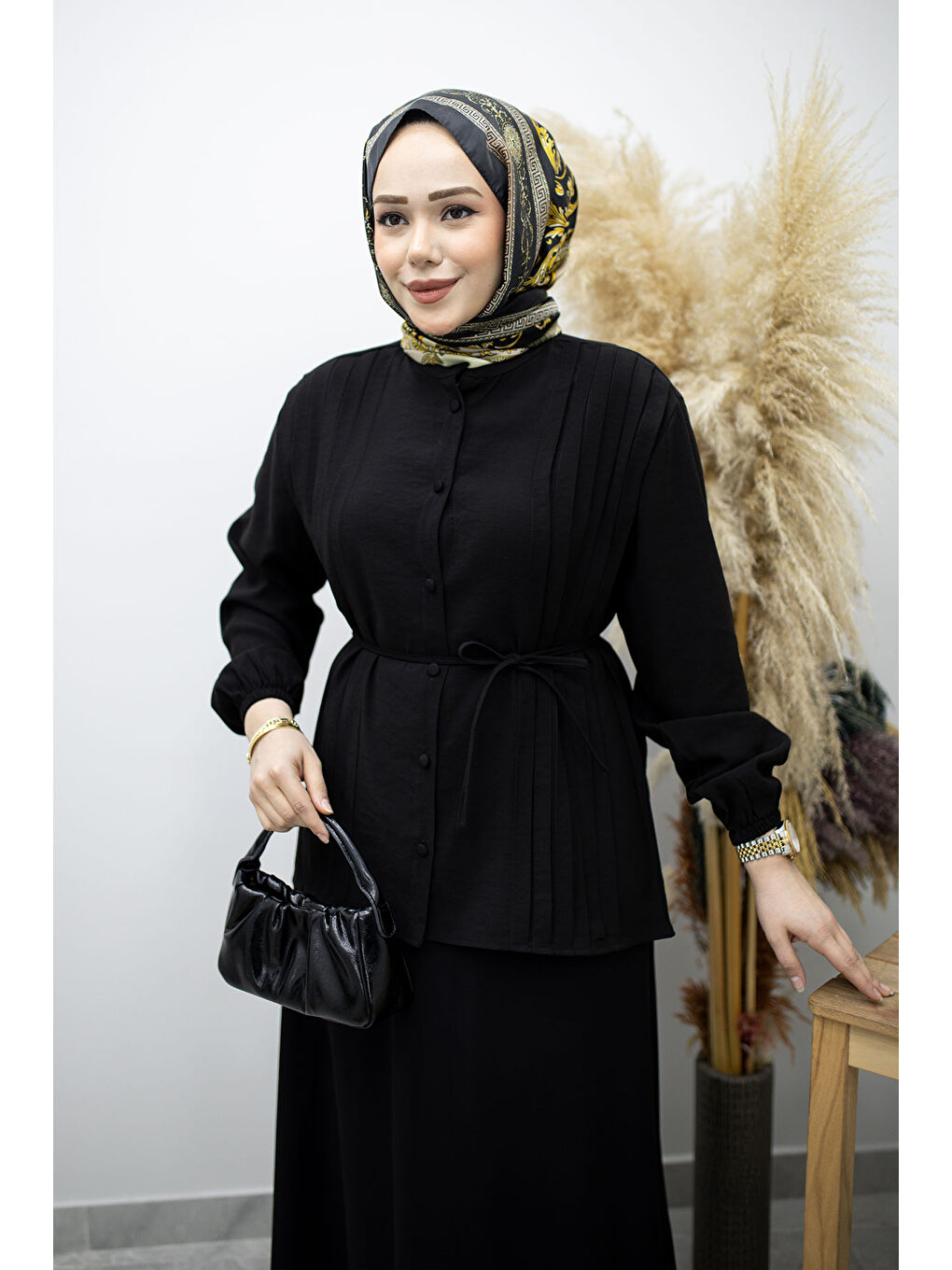 Piliseli mBağlamalı Etekli Takı TSD260173 Siyah-1