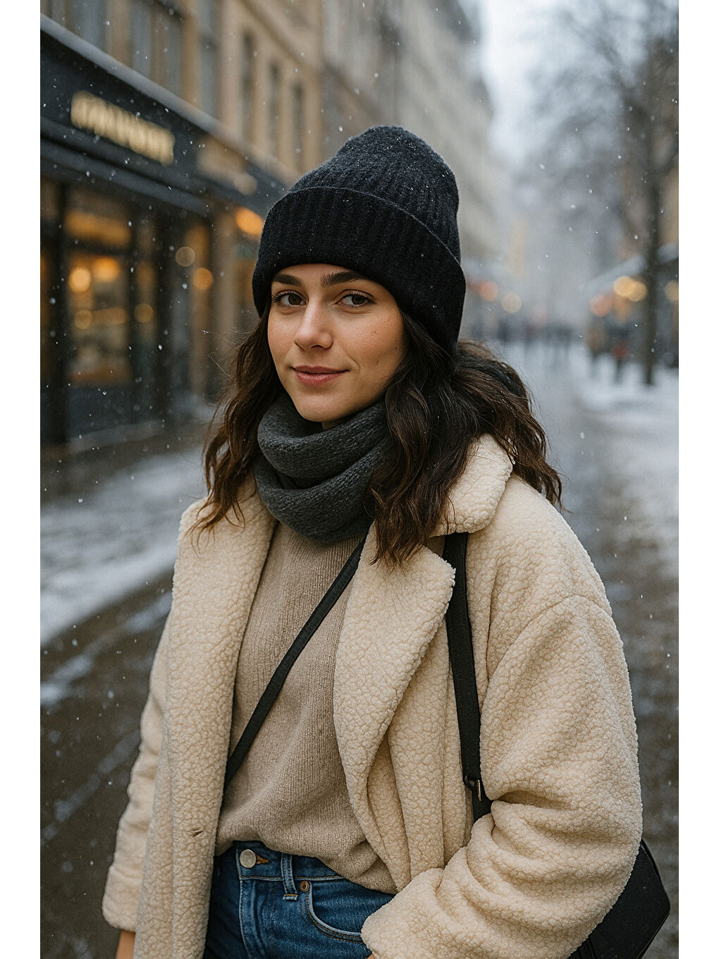 Kadın Siyah Yünlü Basic Bere BERE1141-4