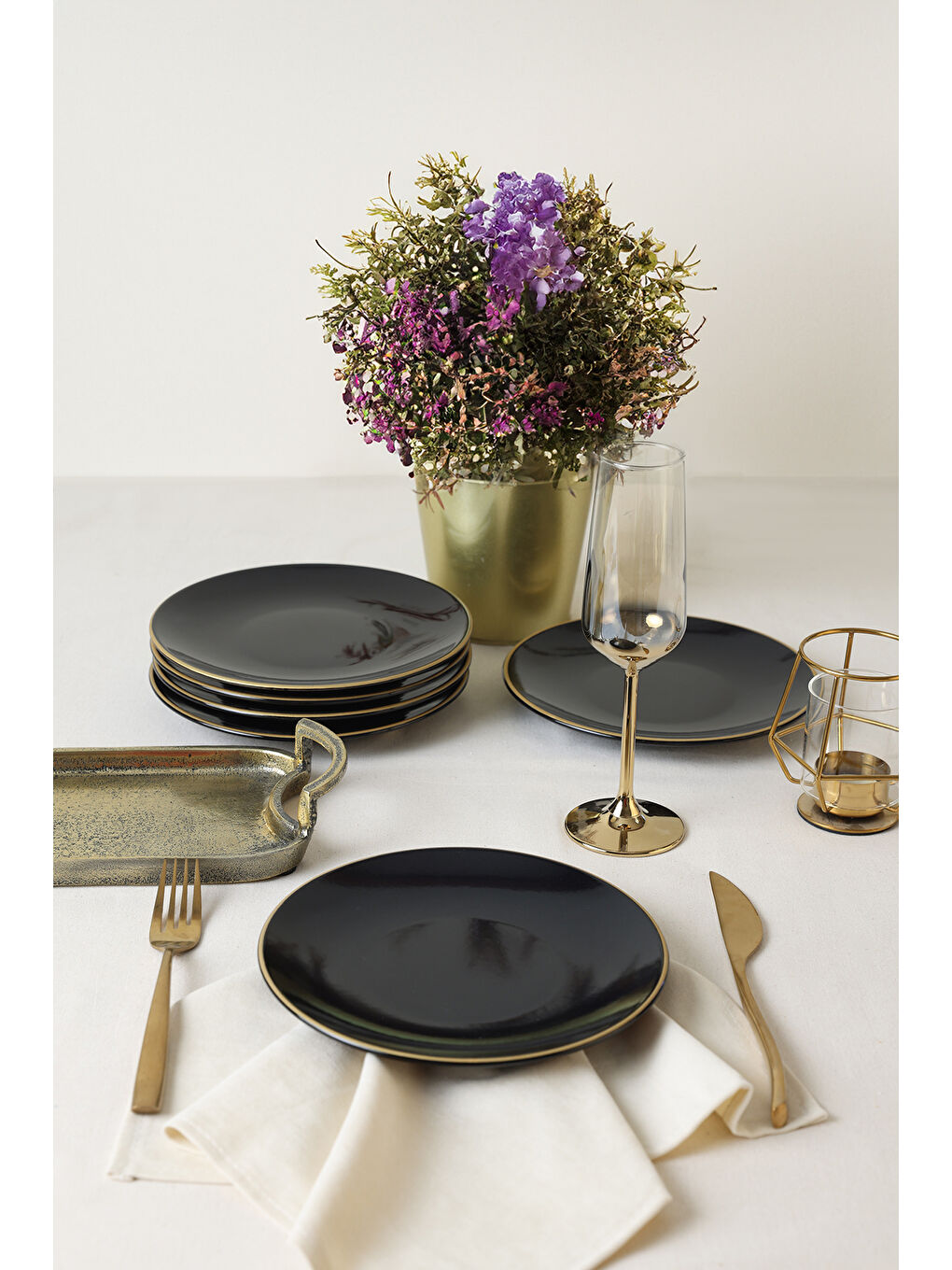 Siyah Gold Ege Pasta Tabağı 20 Cm 6 Adet-5