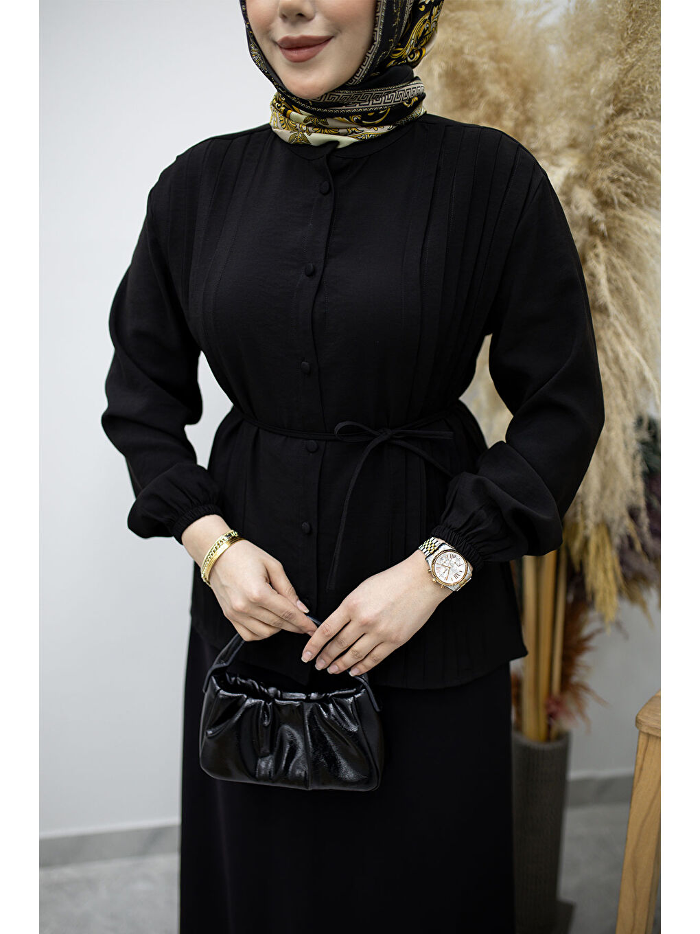 Piliseli mBağlamalı Etekli Takı TSD260173 Siyah-3