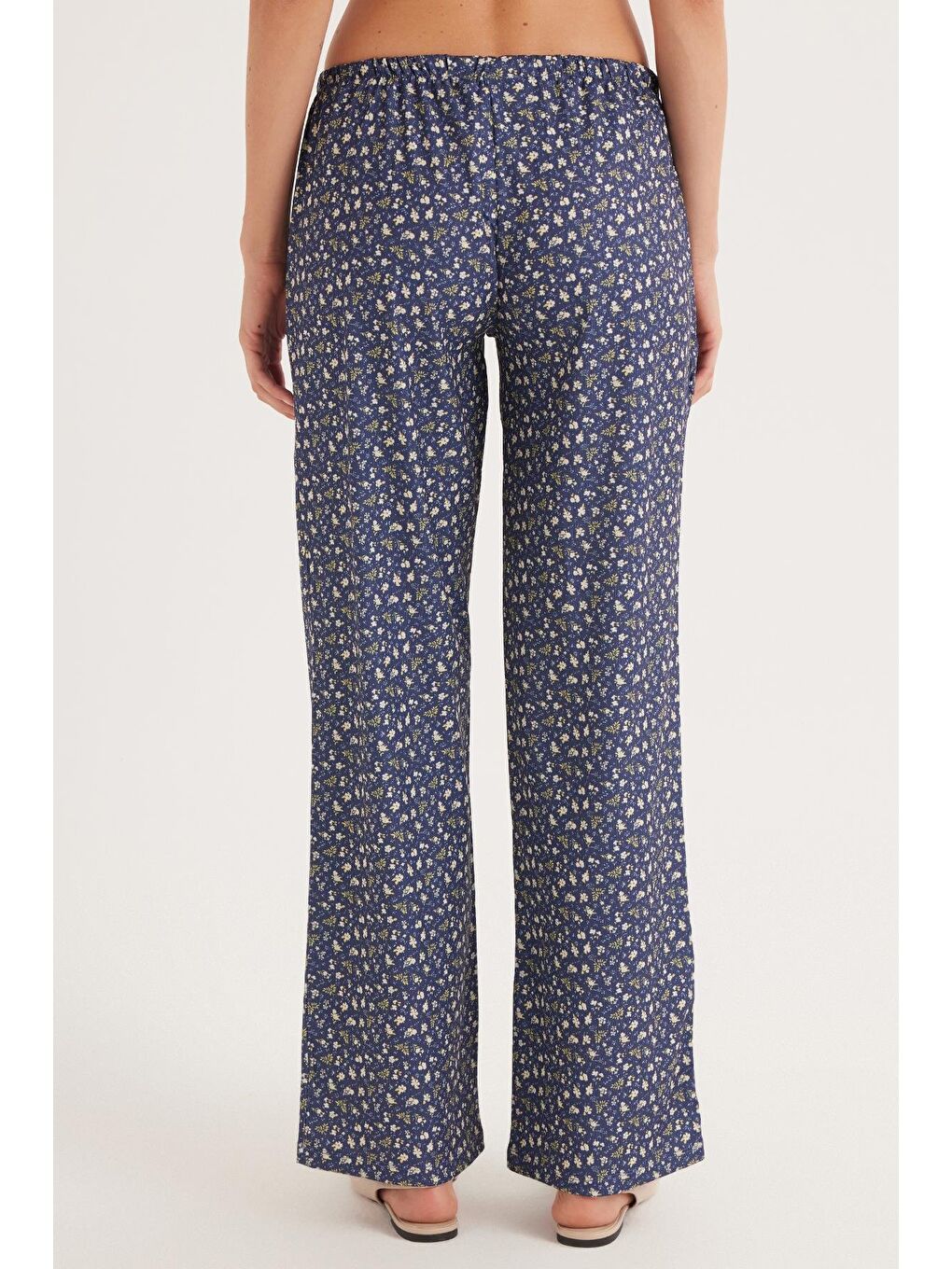 Mavi Kadın Relax Fit Rahat Kesim Beli Lastikli Bağlamalı Desenli Pantolon-6