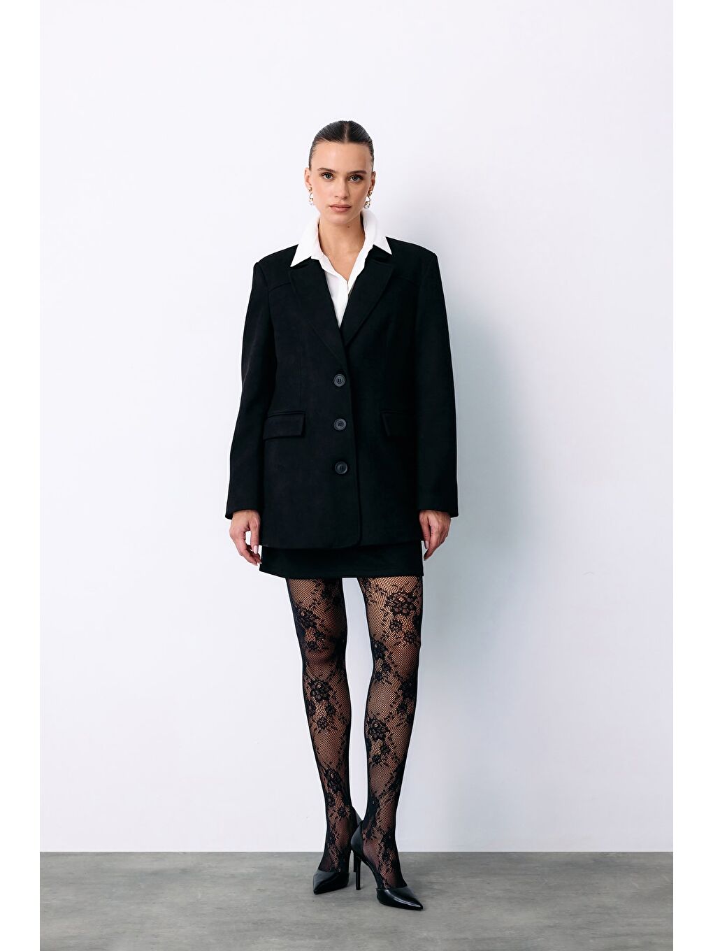 Kısa Süet Etek - Siyah-5