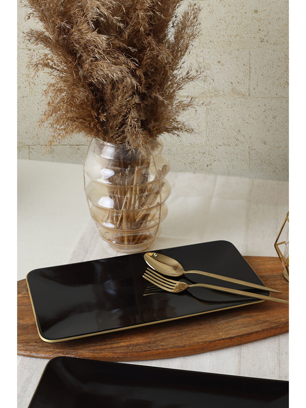 Siyah Gold Siera Kayık Tabak 33*17 Cm 2 Adet-4