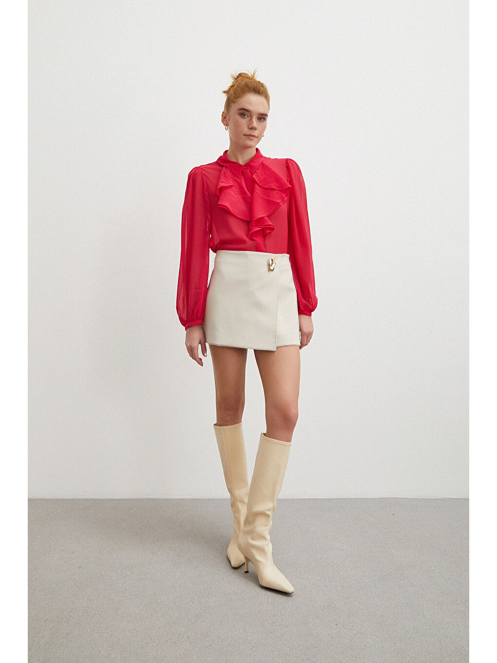 Fırfırlı Gömlek Fuşya-1