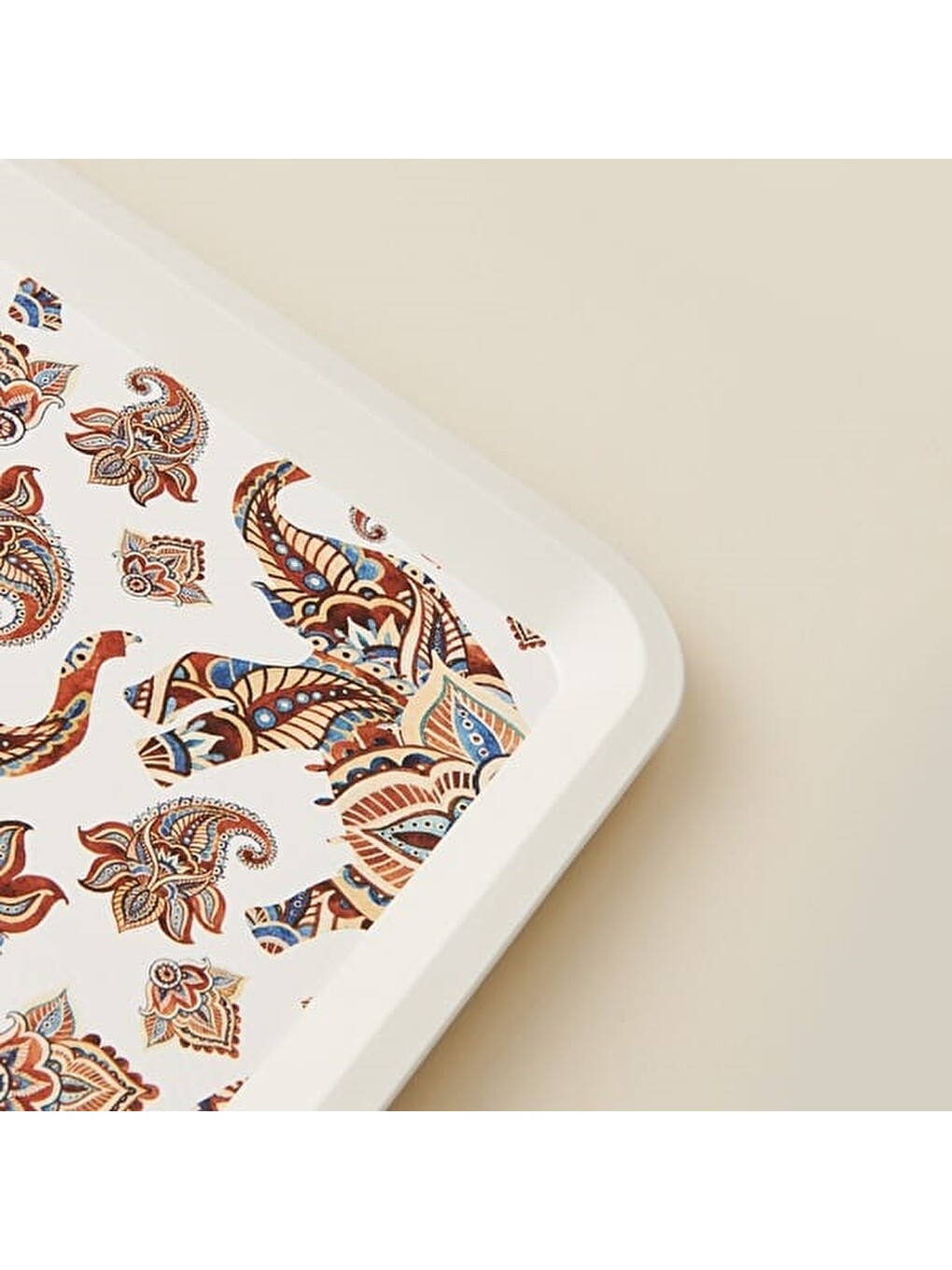 Karışık Kitchen Fil Desenli Kare Tepsi - Renkli - 33x33 Cm-2