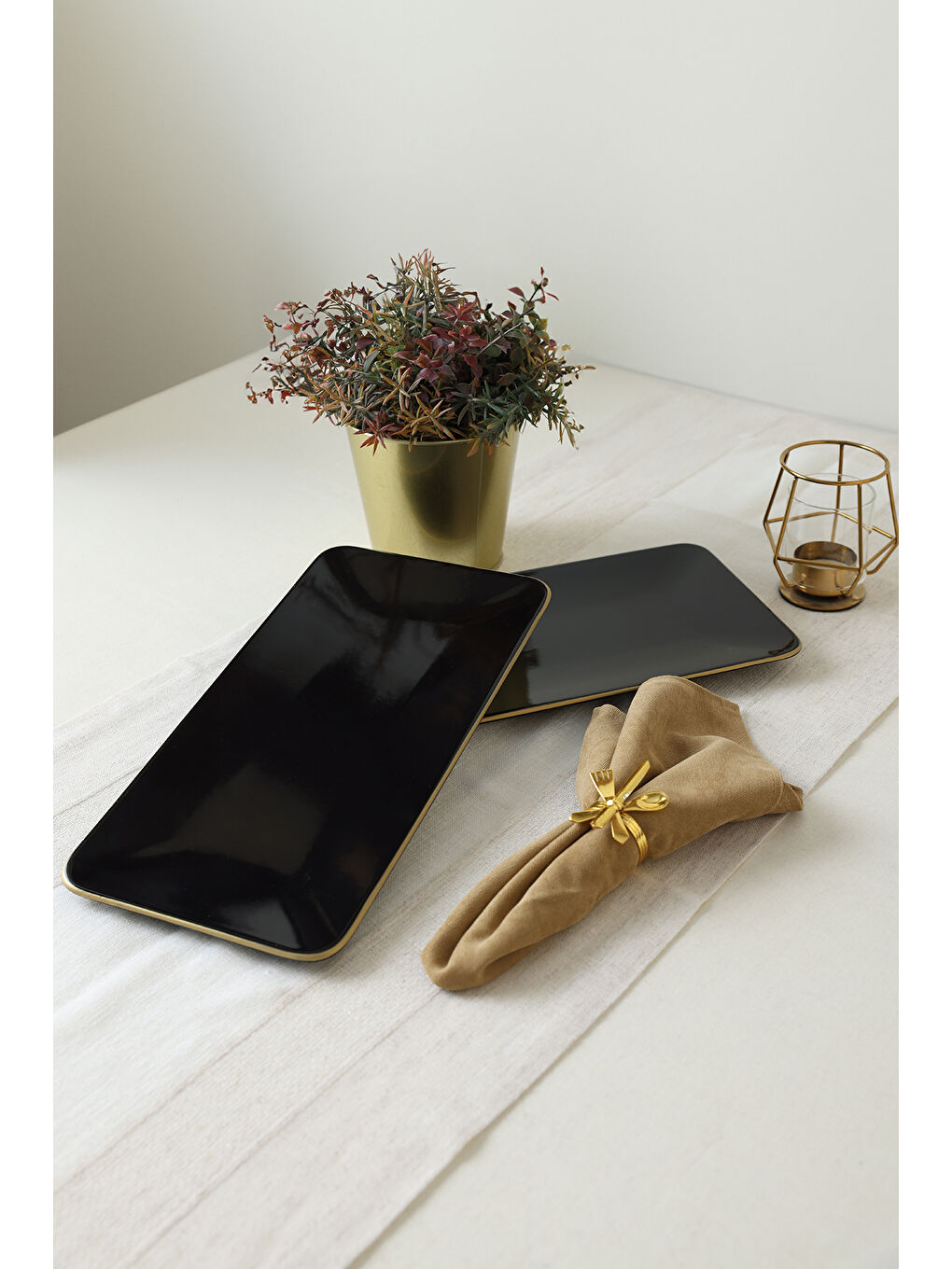 Siyah Gold Siera Kayık Tabak 33*17 Cm 2 Adet-5
