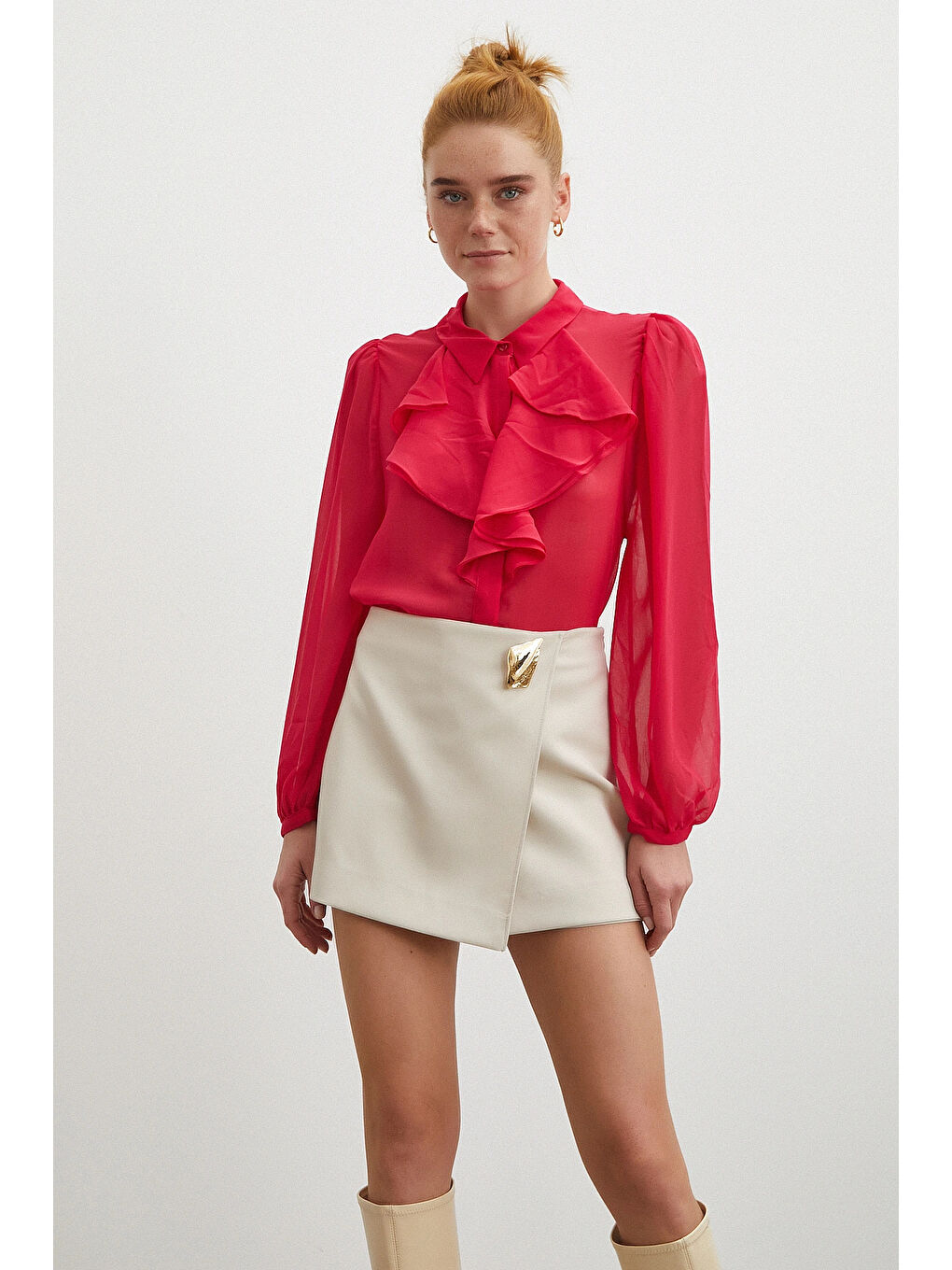 Fırfırlı Gömlek Fuşya-2