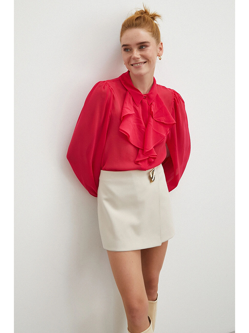 Fırfırlı Gömlek Fuşya-3