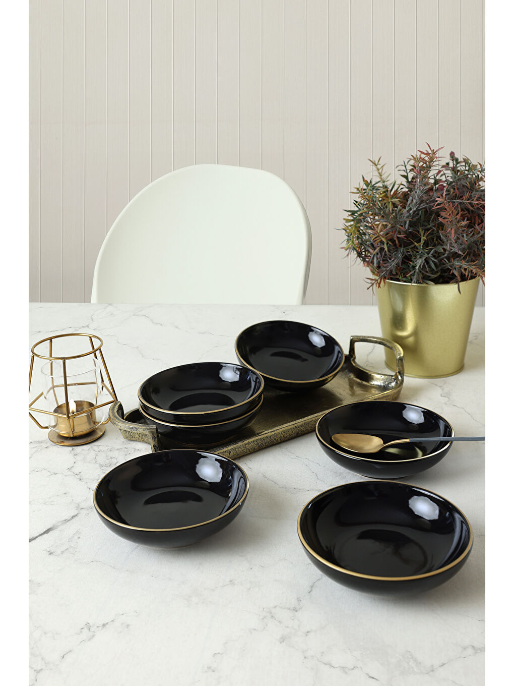 Siyah Gold Halka Çerezlik / Sosluk 13 Cm 6 Adet