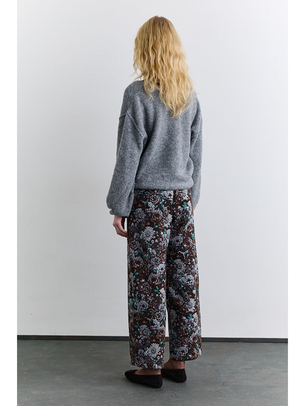 Jakarlı Desenli Pantolon Kahverengi-5