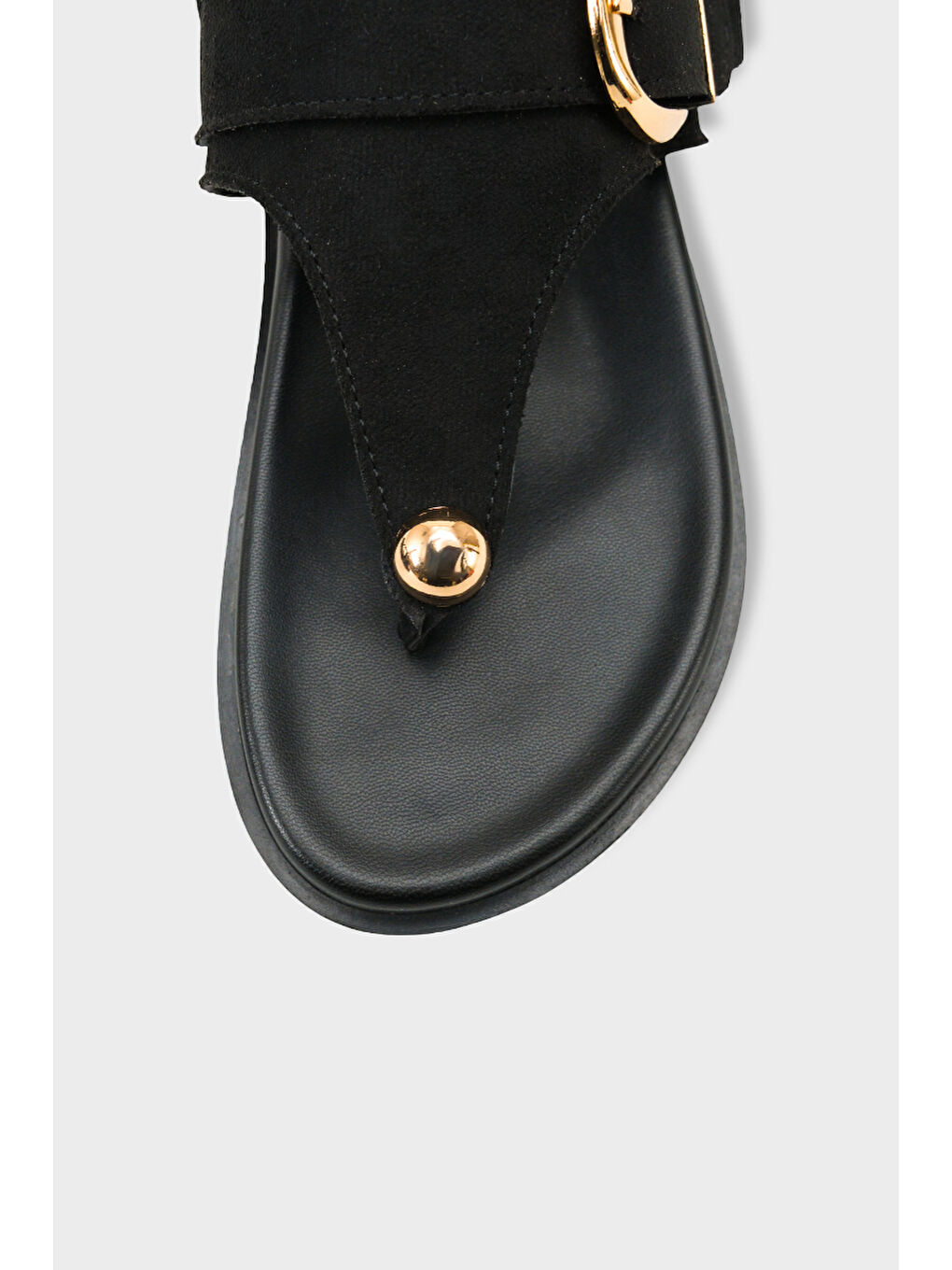 Siyah Michell Düz Topuklu Parmak Arası Metal Tokalı Kadın Terlik-2