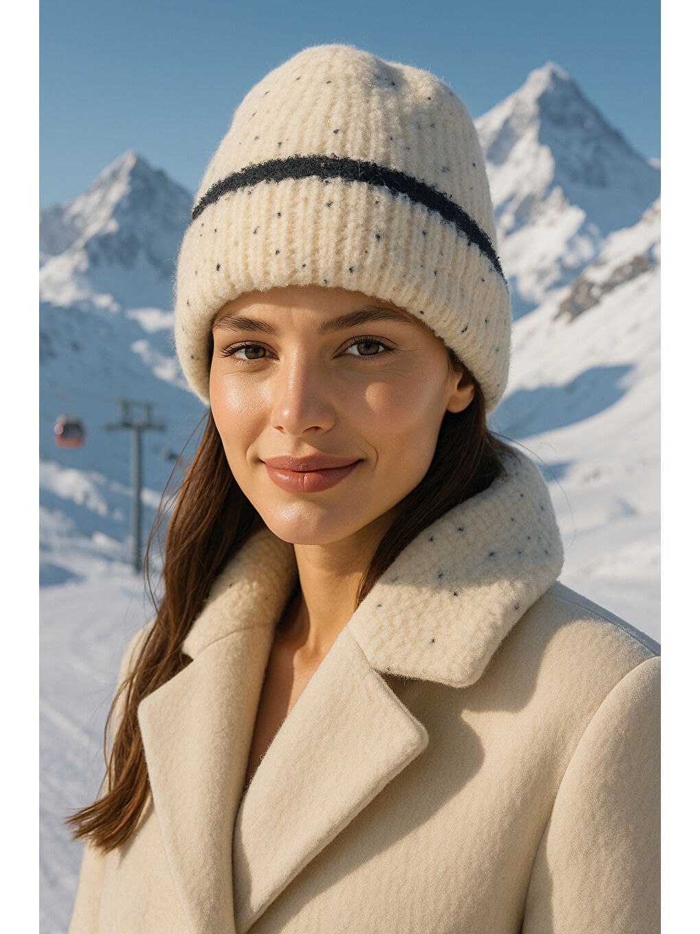 Kadın Bej Kırçıllı Yünlü Bere BERE1143