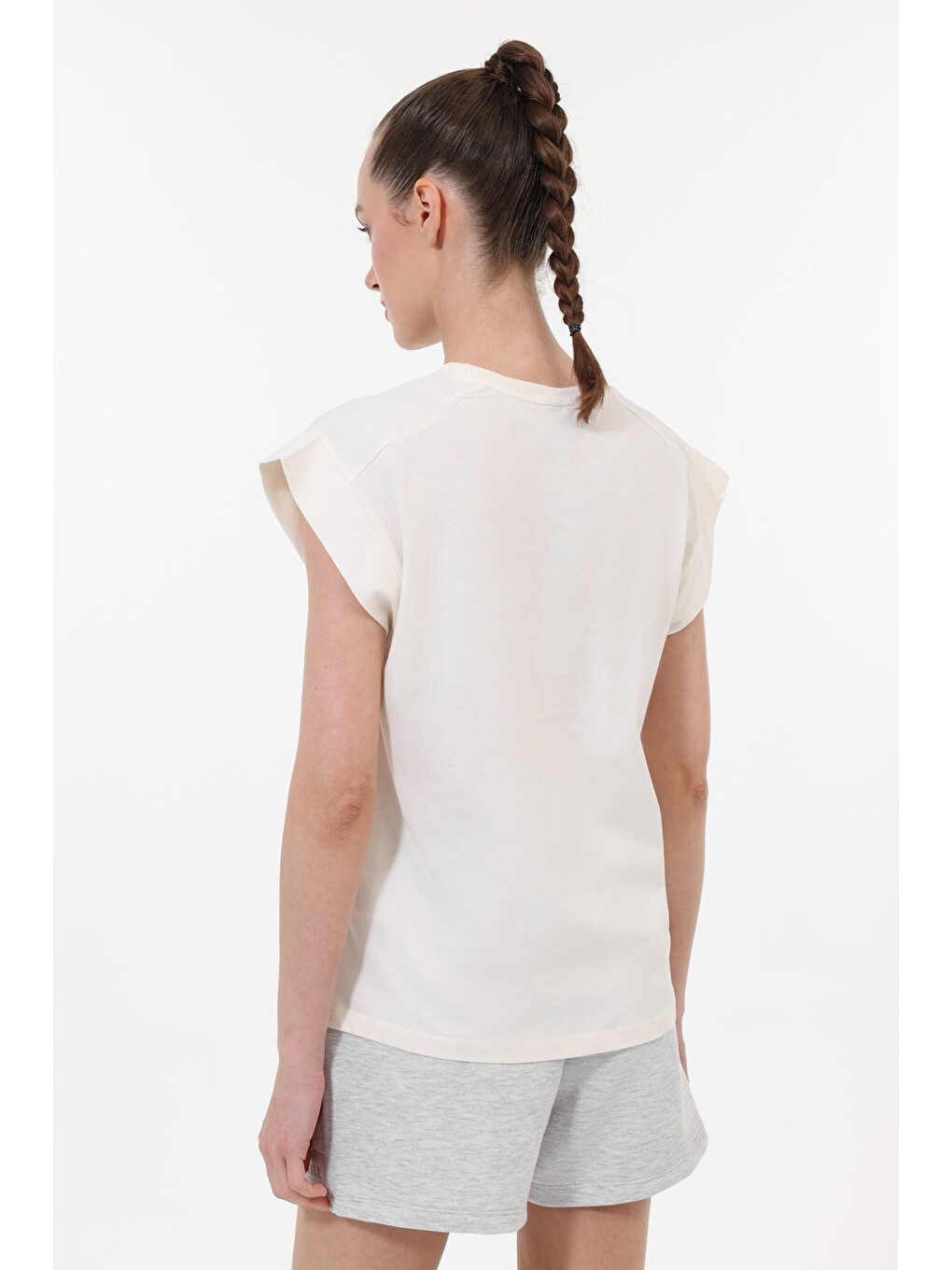 Bej WL GOSIA 11MS201 5FX Ekru Kadın Kısa Kol T-Shirt-1