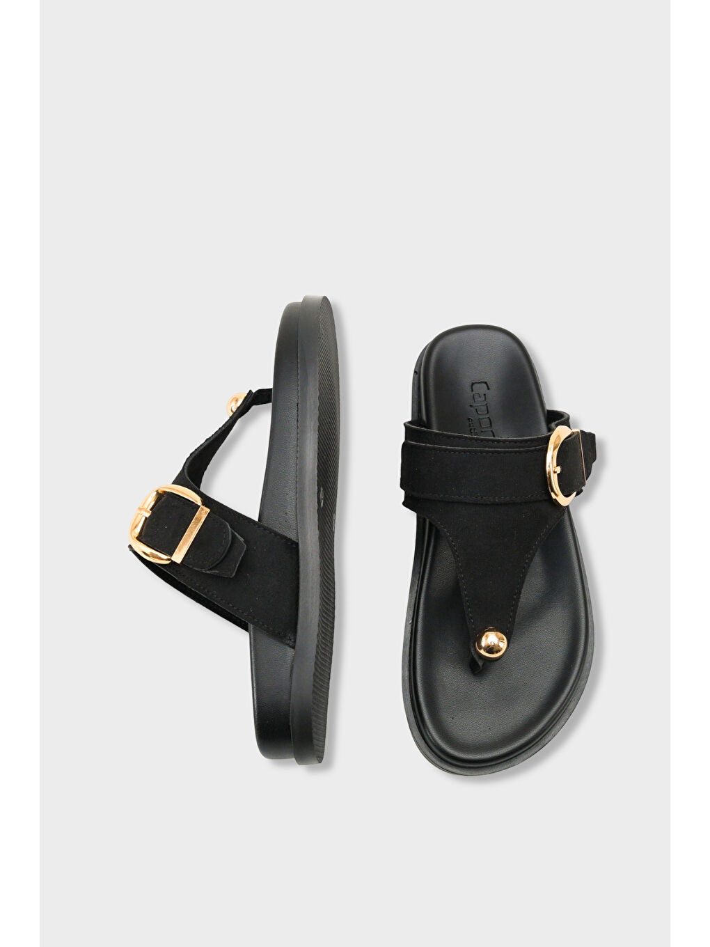 Siyah Michell Düz Topuklu Parmak Arası Metal Tokalı Kadın Terlik-4