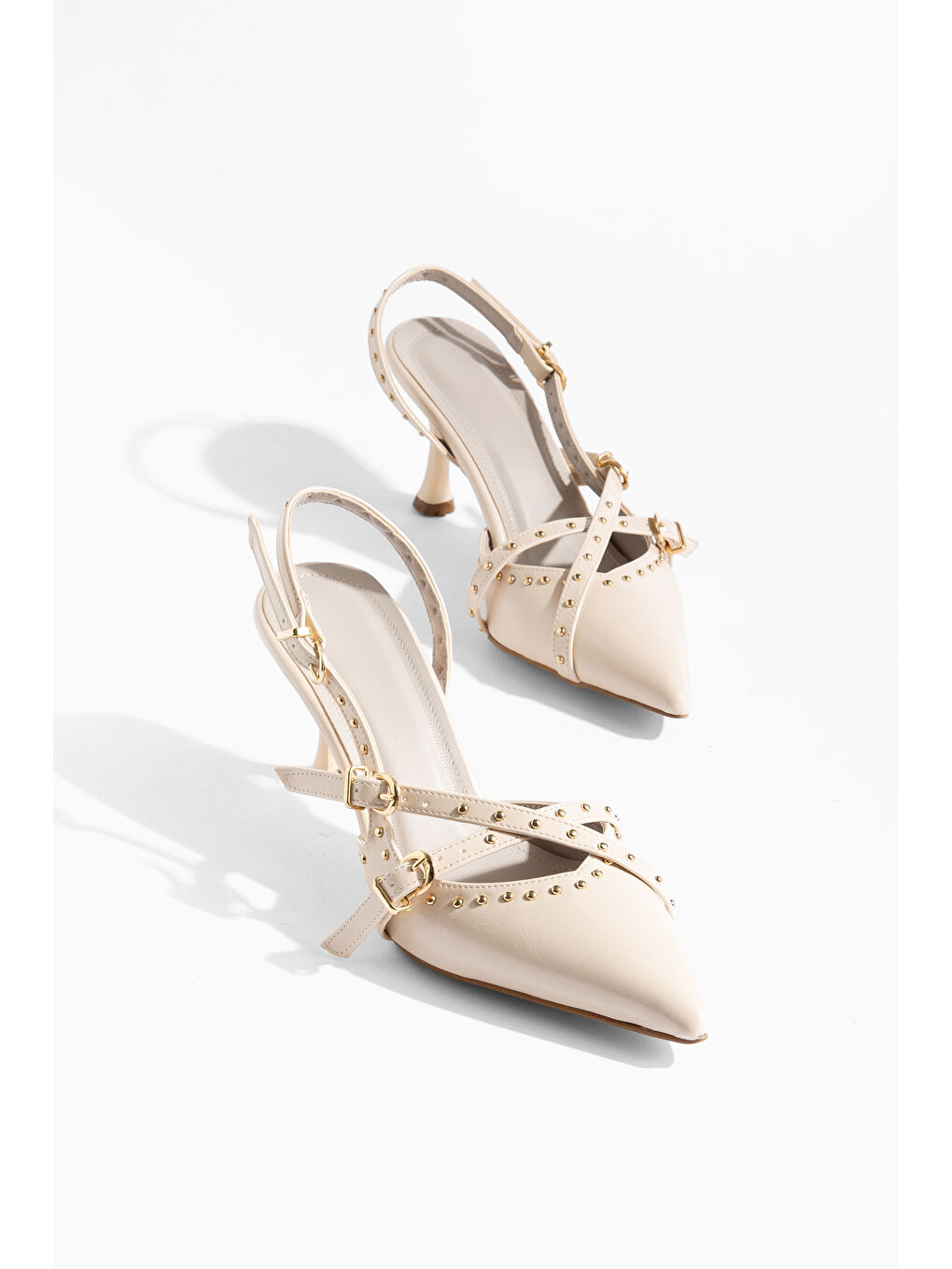 Bej D0199 Günlük Ortopedik Klasik Topuklu Kadın Ayakkabı-4