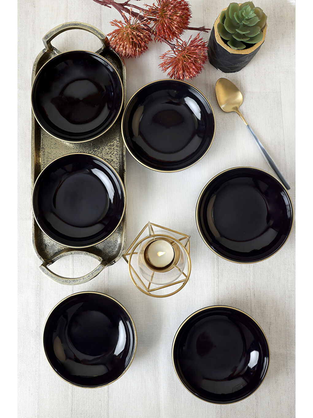 Siyah Gold Halka Çerezlik / Sosluk 13 Cm 6 Adet-6