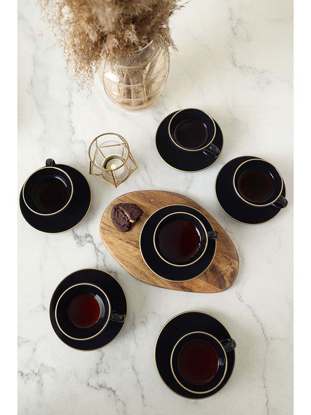 Siyah Gold Kera Çay Takımı 12 Parça 6 Kişilik-6