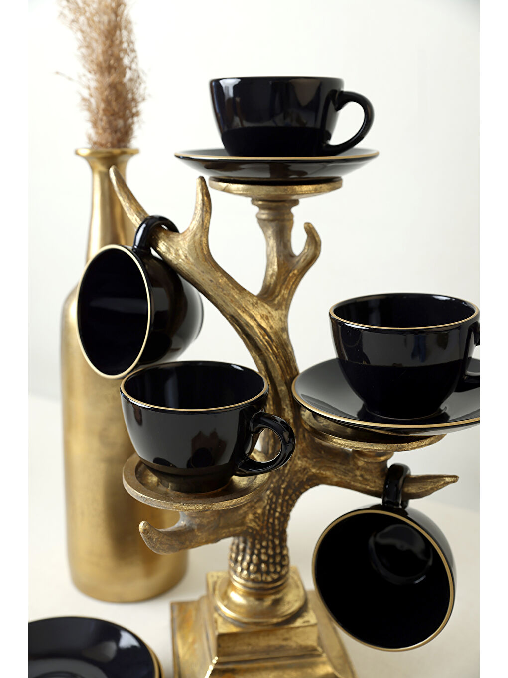 Siyah Gold Kera Çay Takımı 12 Parça 6 Kişilik-7
