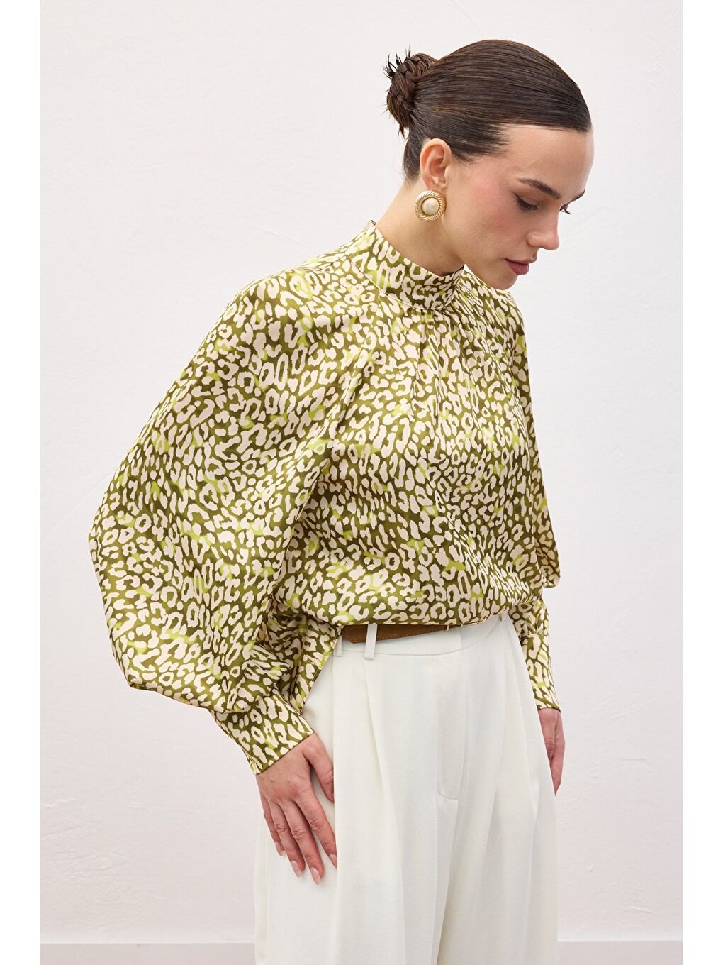 Desenli Bluz - Yeşil-1